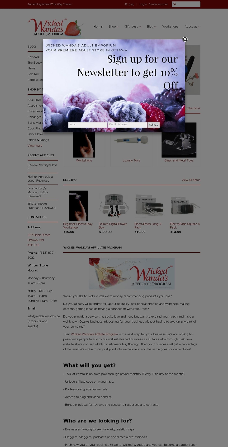 wickedwandas.ca shopify website screenshot