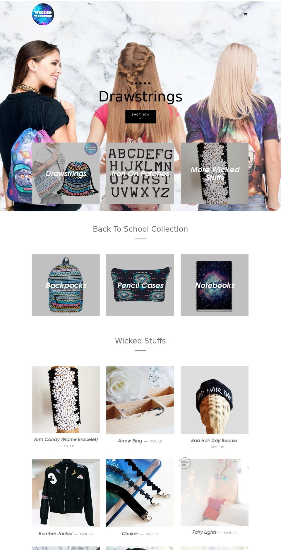 wickedwardrobe.store shopify website screenshot