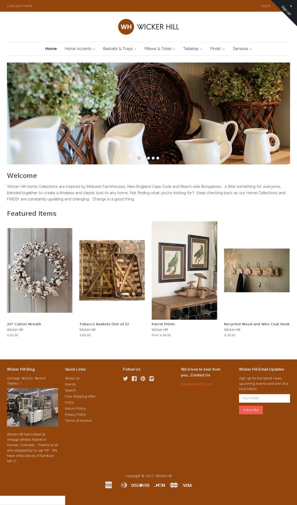 wickerhill.com shopify website screenshot