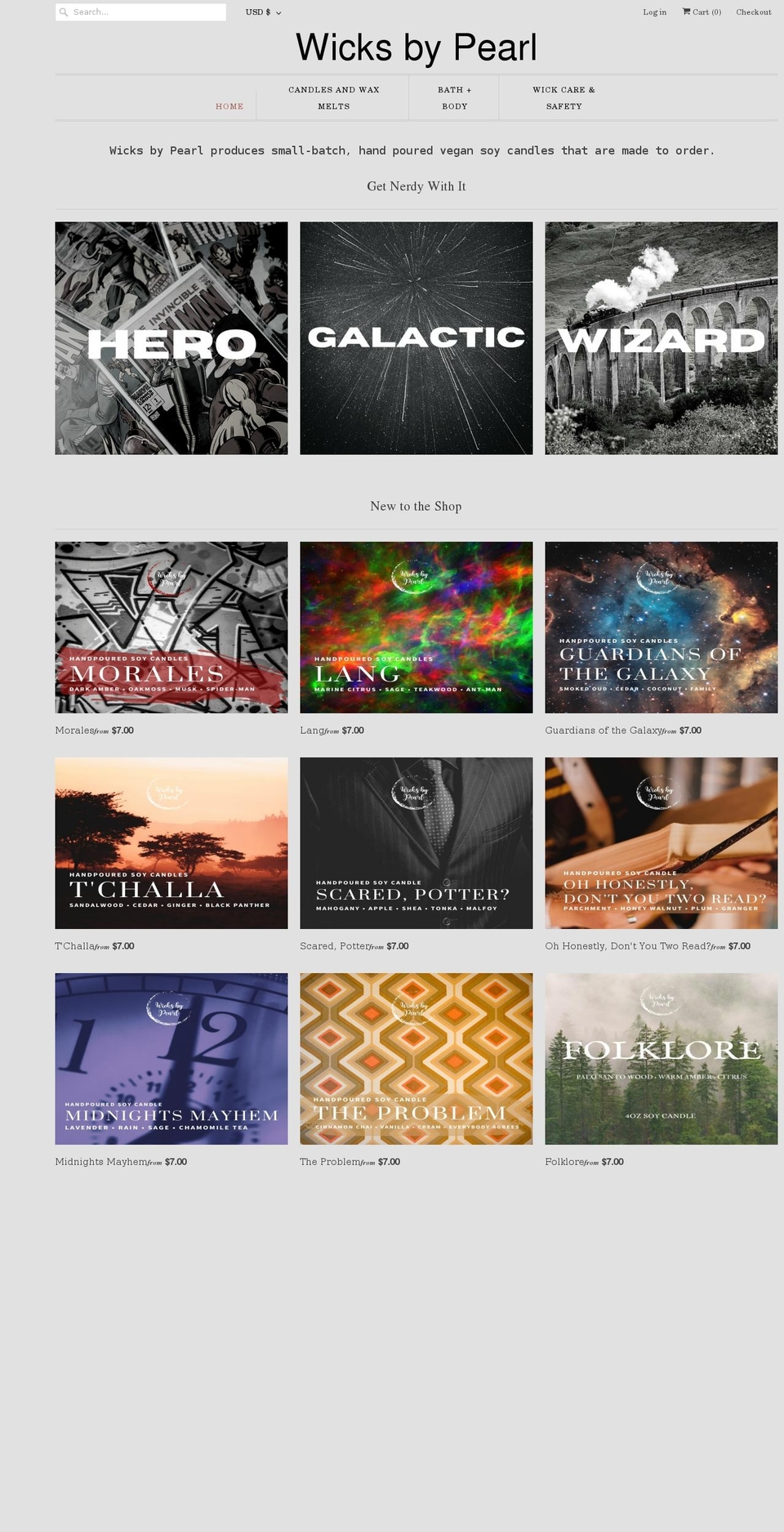 wicksbypearl.com shopify website screenshot