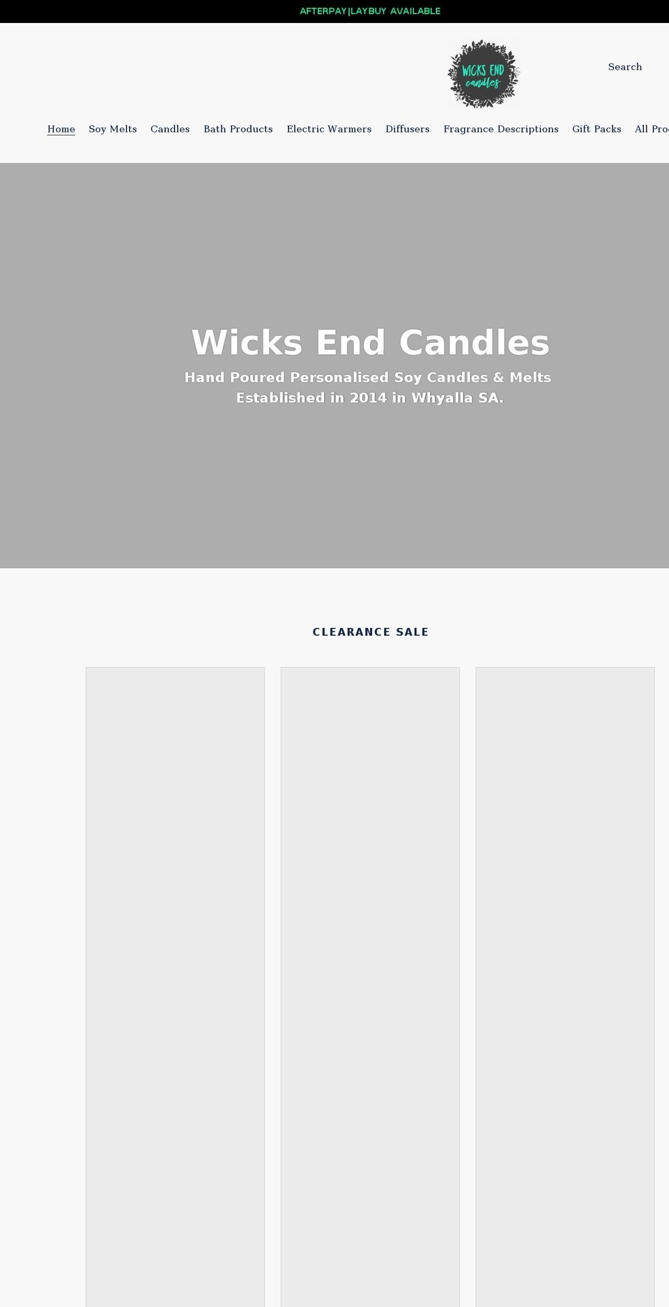 wicksendcandle.com shopify website screenshot
