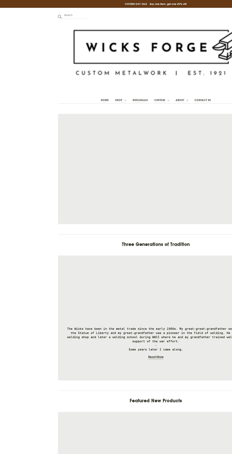 wicksforge.com shopify website screenshot