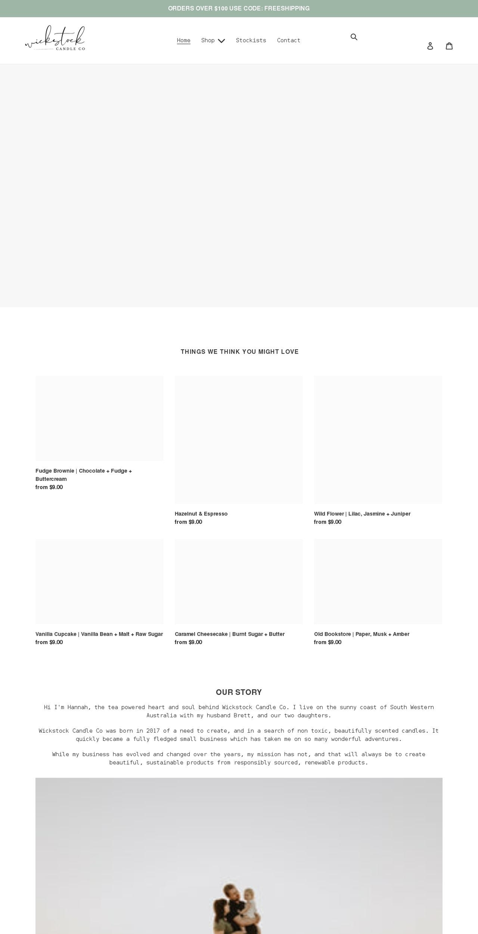 wickstockcandleco.com shopify website screenshot