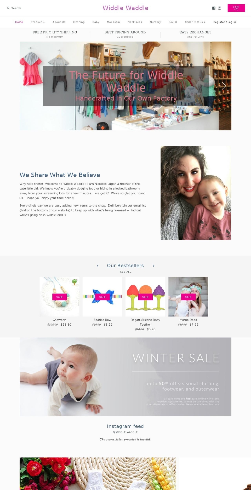 widdlewaddle.com shopify website screenshot