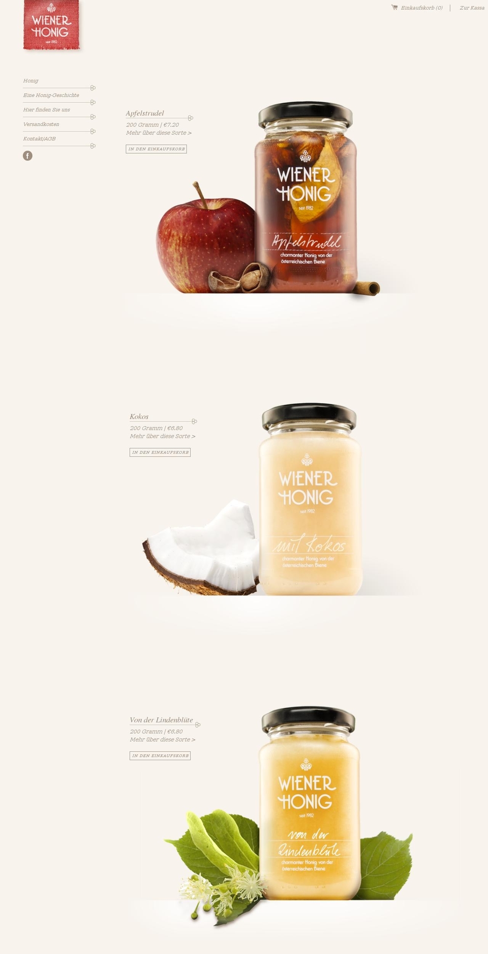 wienerhonig.com shopify website screenshot