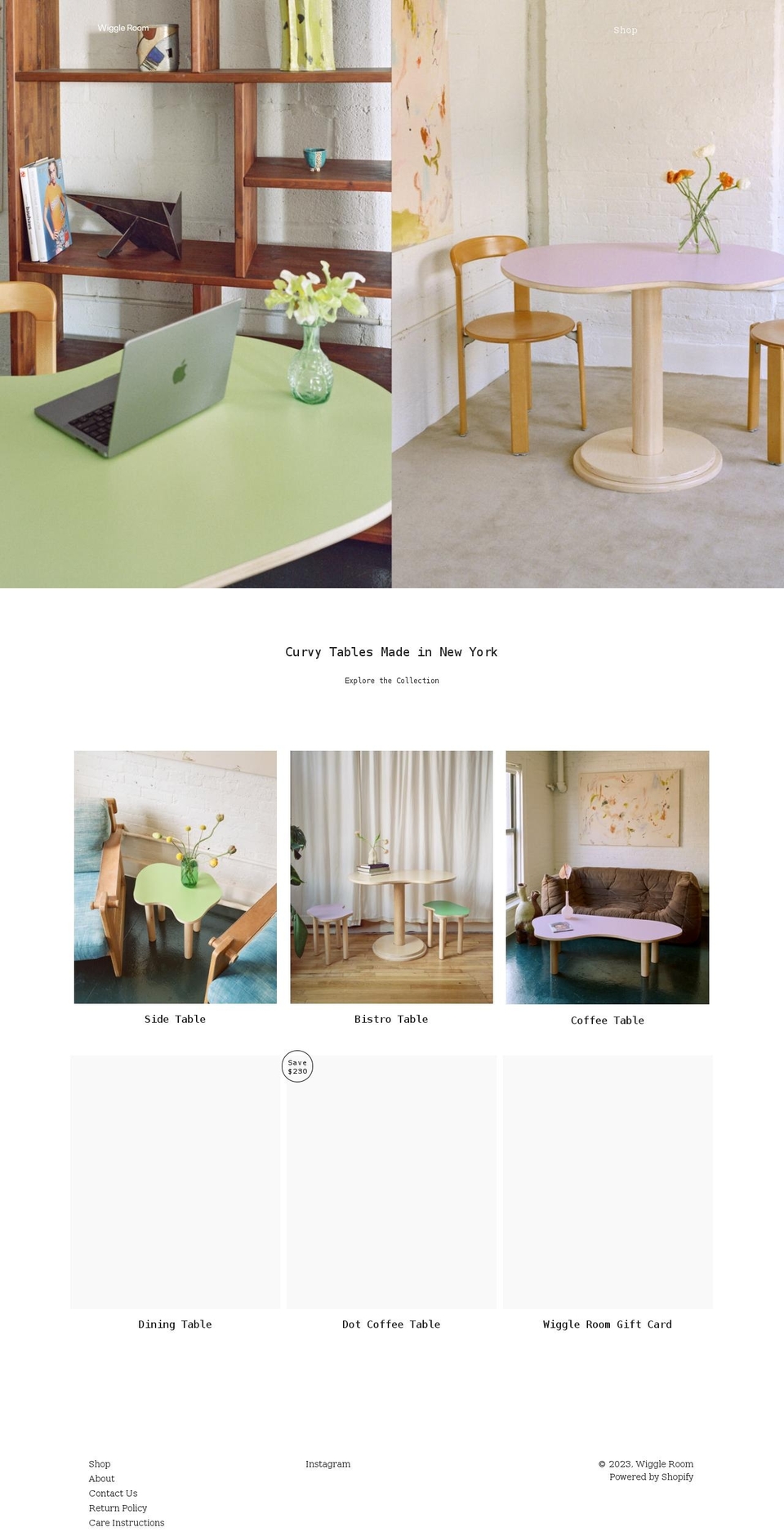 wiggleroom.furniture shopify website screenshot