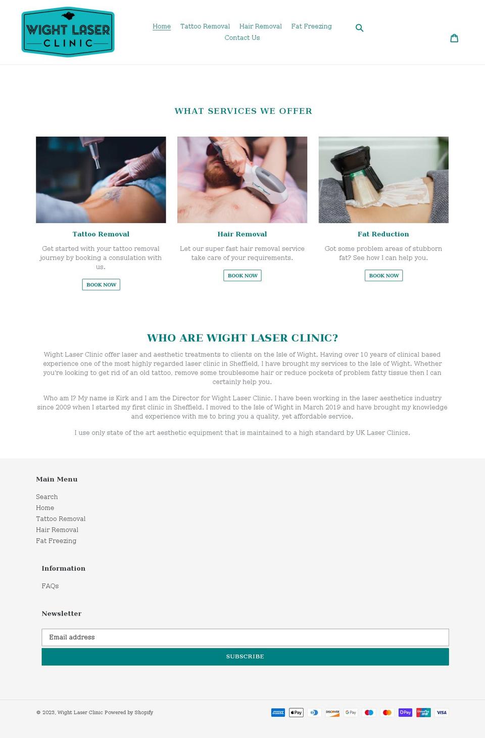wightlaserclinic.com shopify website screenshot