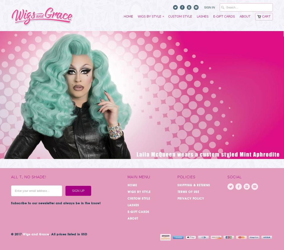 Mobilia Shopify theme site example wigsandgrace.com