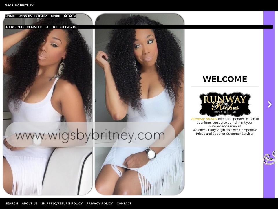 wigsbybritney.com shopify website screenshot