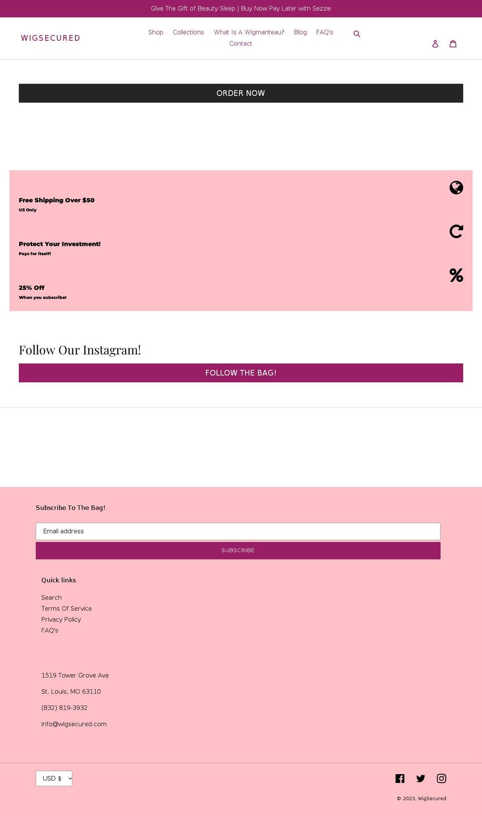wigsecured.com shopify website screenshot