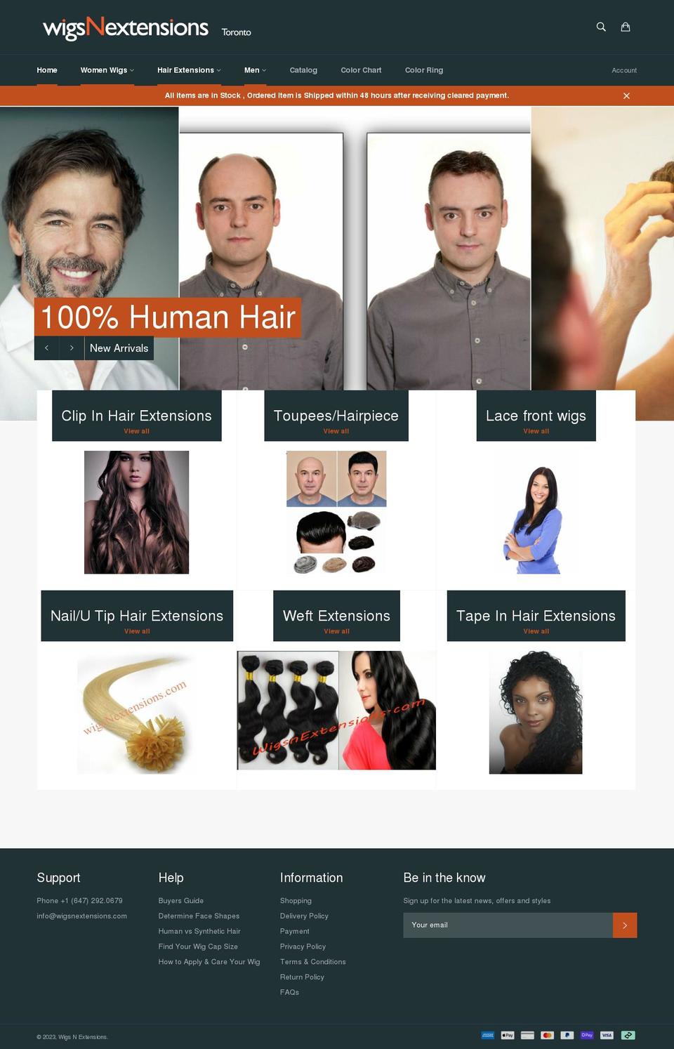 wigsnextensions.com shopify website screenshot