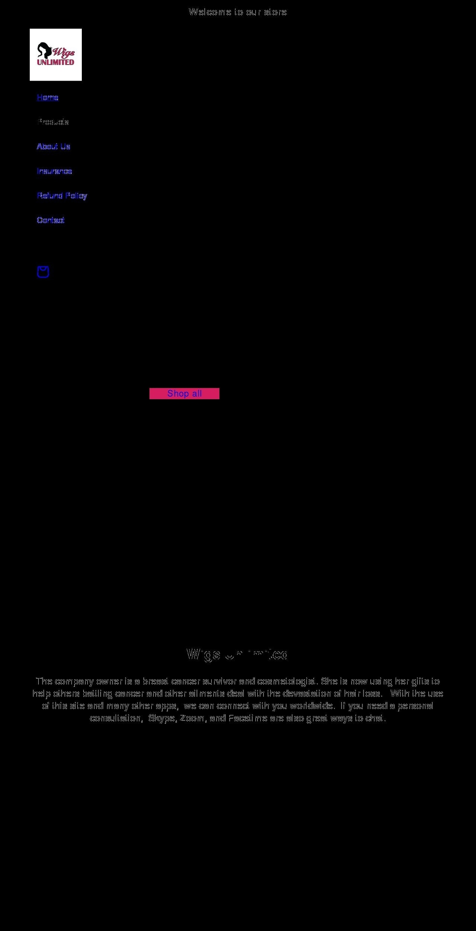 wigsunlimitedva.com shopify website screenshot