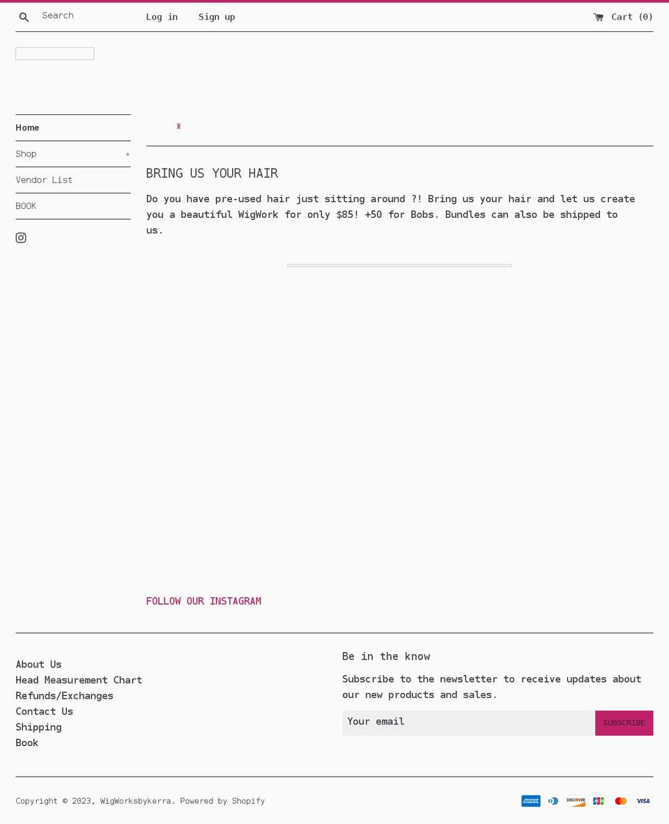 wigworksbykerra.com shopify website screenshot