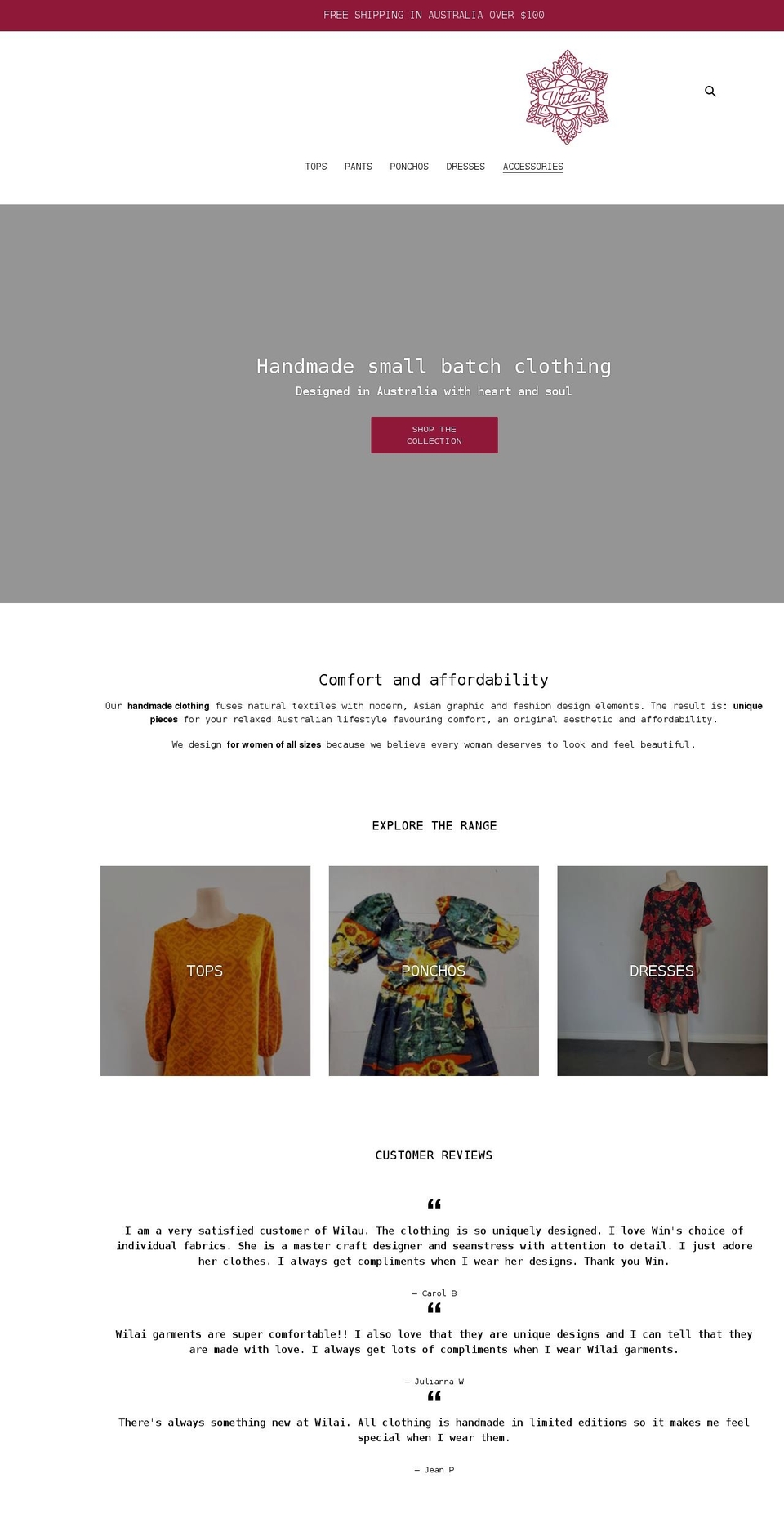 wilai.com.au shopify website screenshot