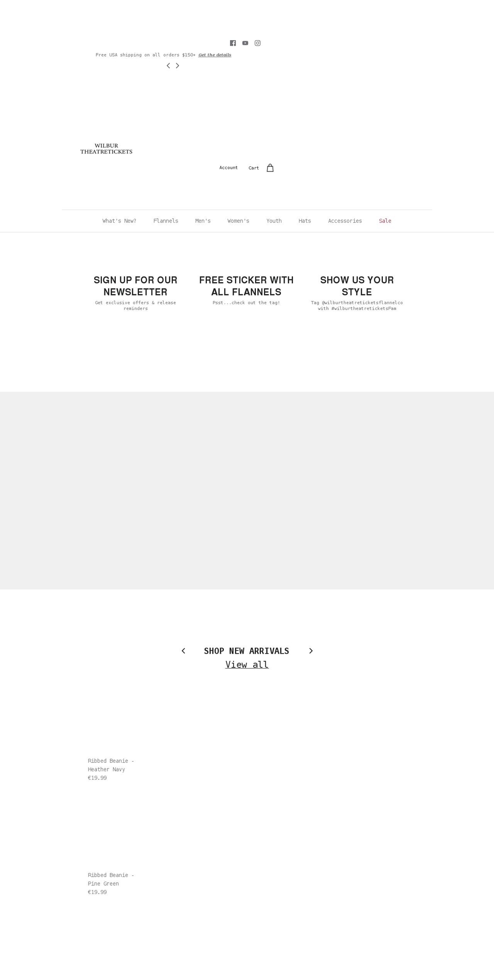 wilburtheatretickets.com shopify website screenshot