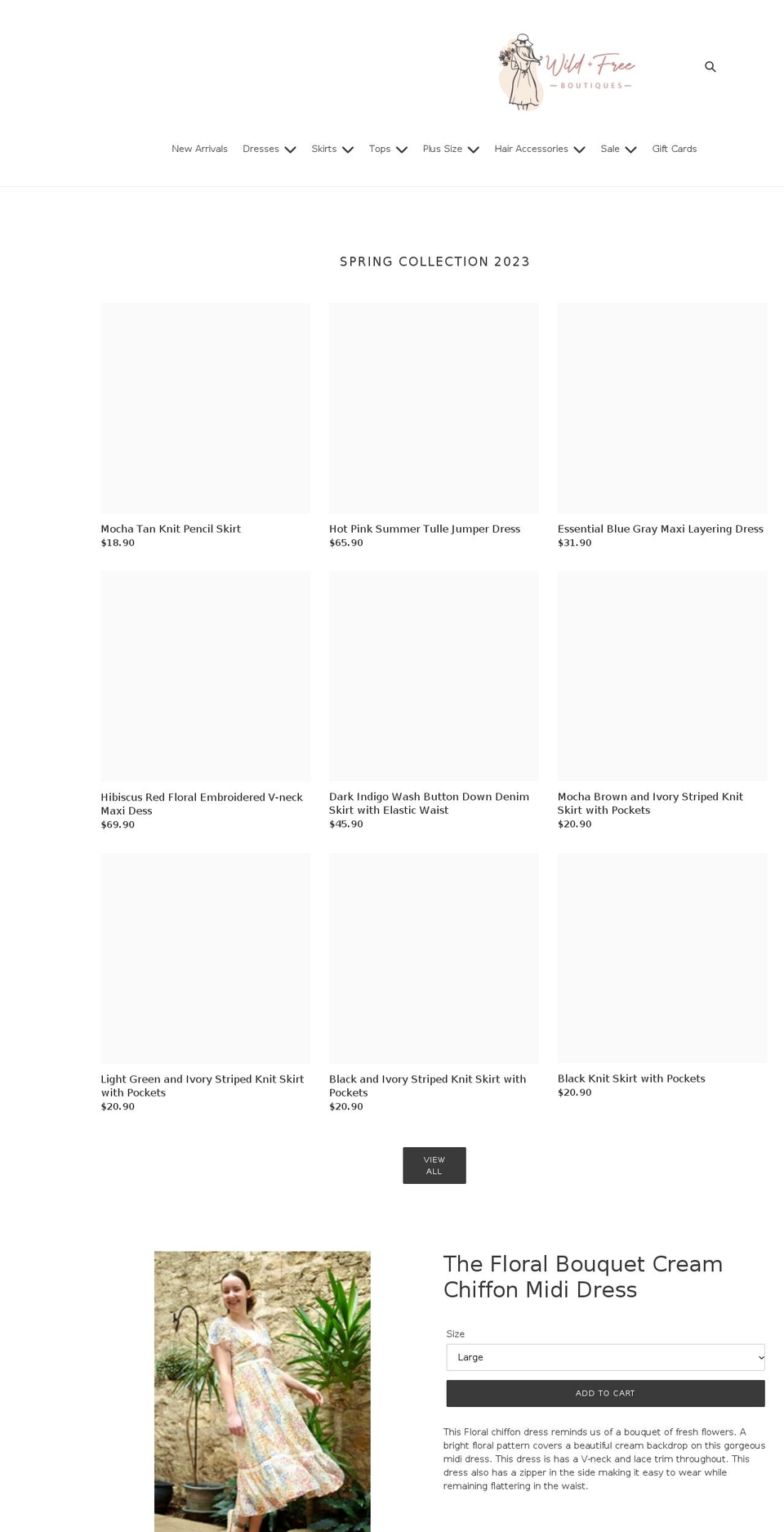 wild-free-boutiques.myshopify.com shopify website screenshot