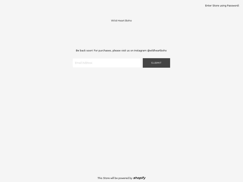 wild-heart-boho.myshopify.com shopify website screenshot