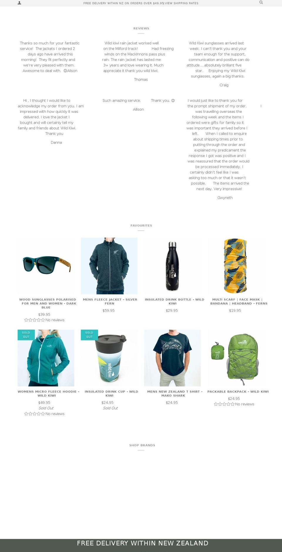 wild-kiwi.co.nz shopify website screenshot