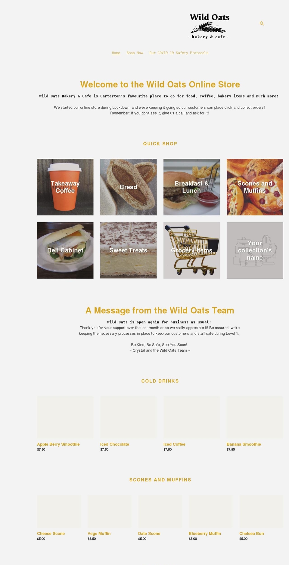 wild-oats-bakery.myshopify.com shopify website screenshot