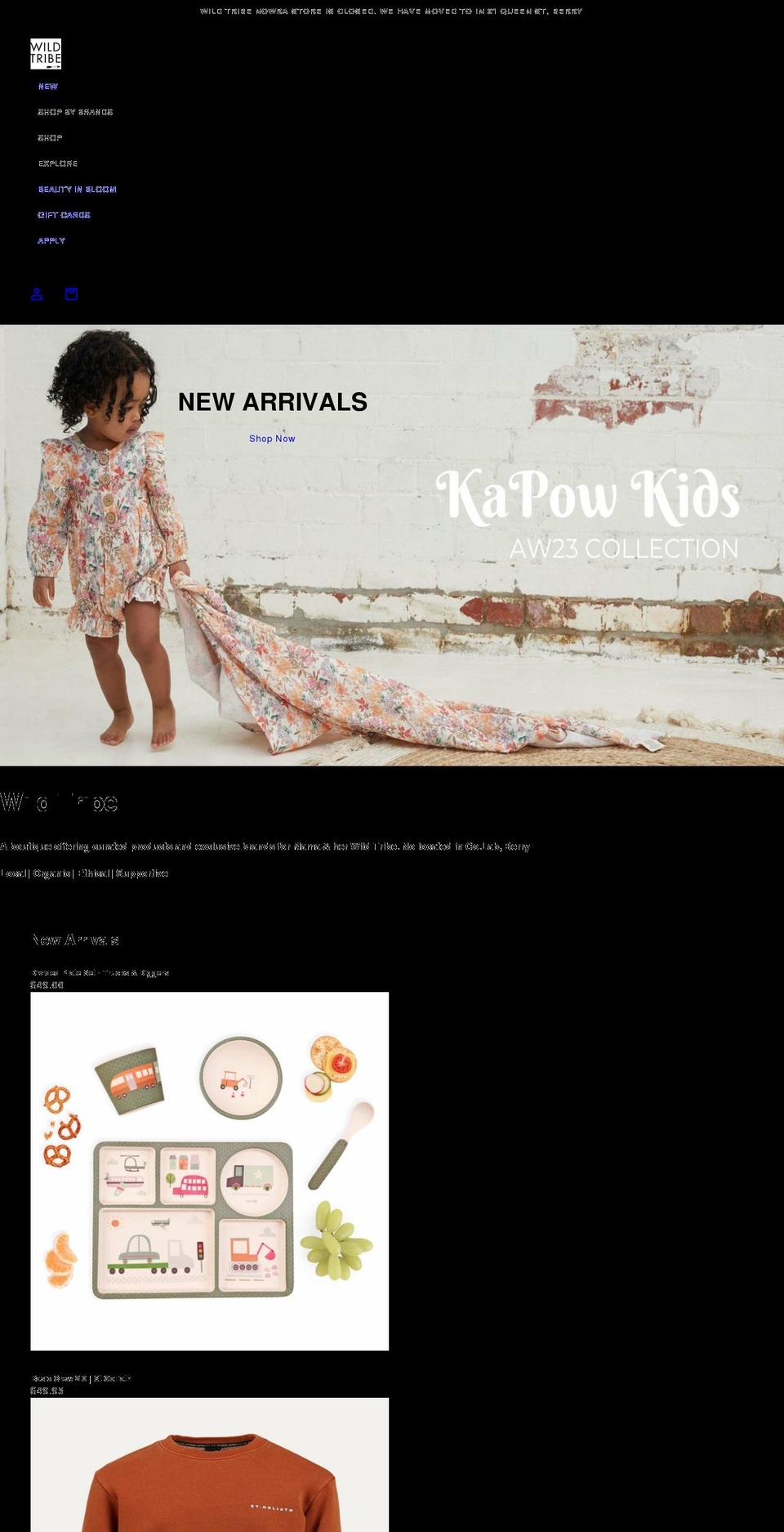wild-tribe.com.au shopify website screenshot