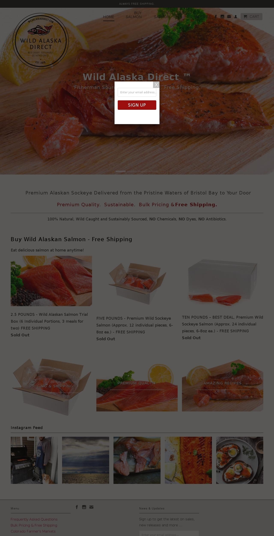 wildalaskadirect.com shopify website screenshot