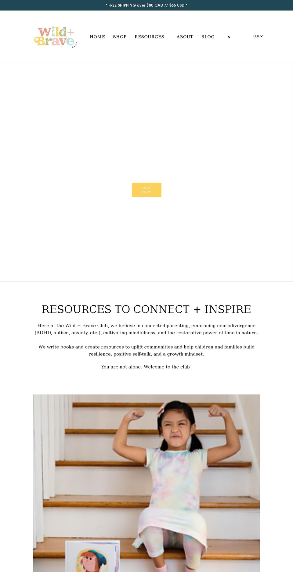 wildandbraveclub.com shopify website screenshot