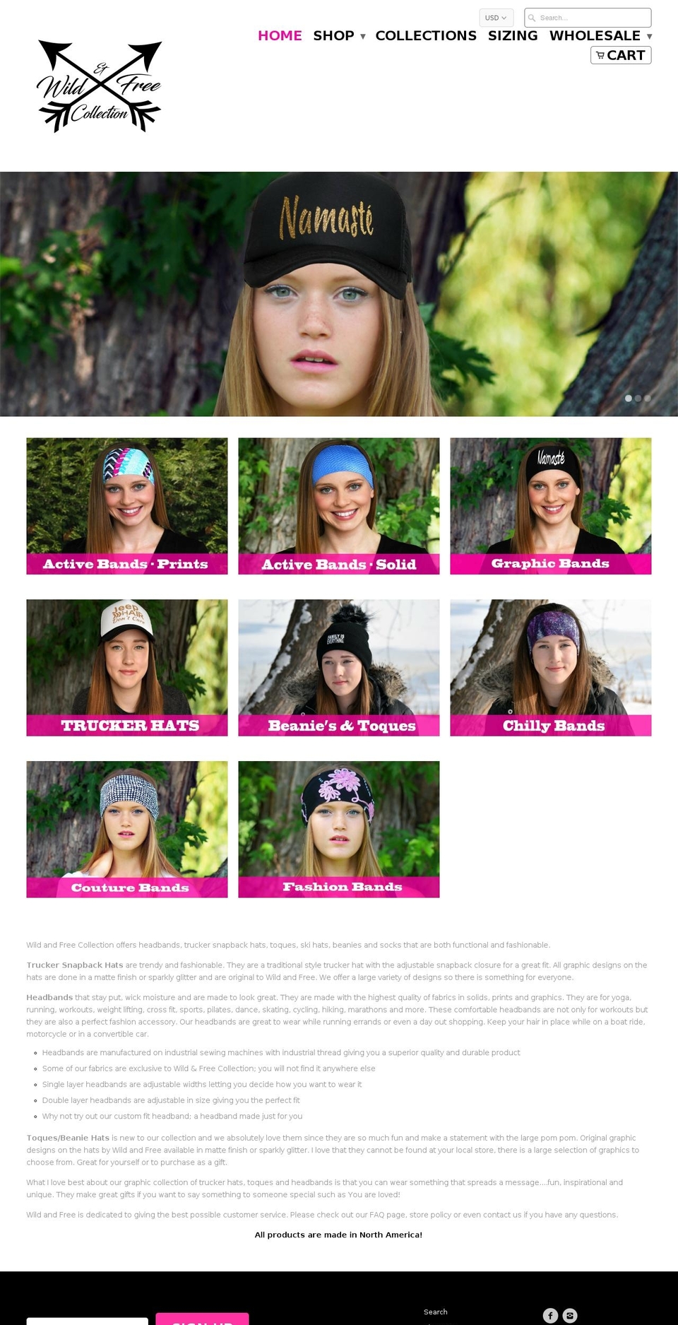 wildandfreecollection.com shopify website screenshot