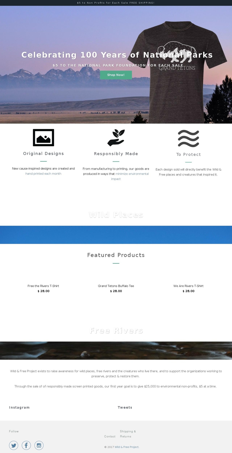 wildandfreeproject.com shopify website screenshot