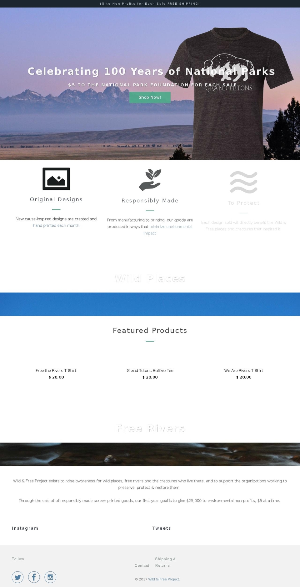 wildandfreeproject.org shopify website screenshot