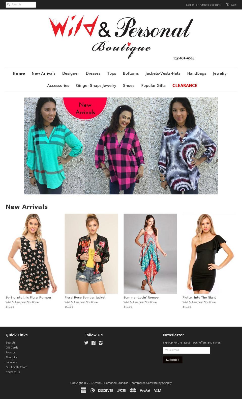 wildandpersonal.com shopify website screenshot