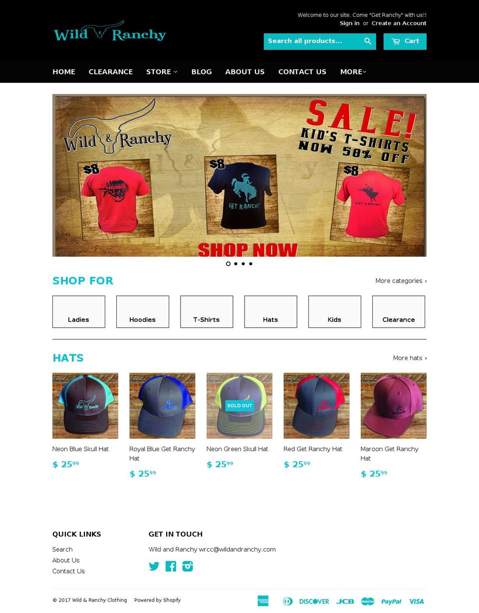 wildandranchy.com shopify website screenshot