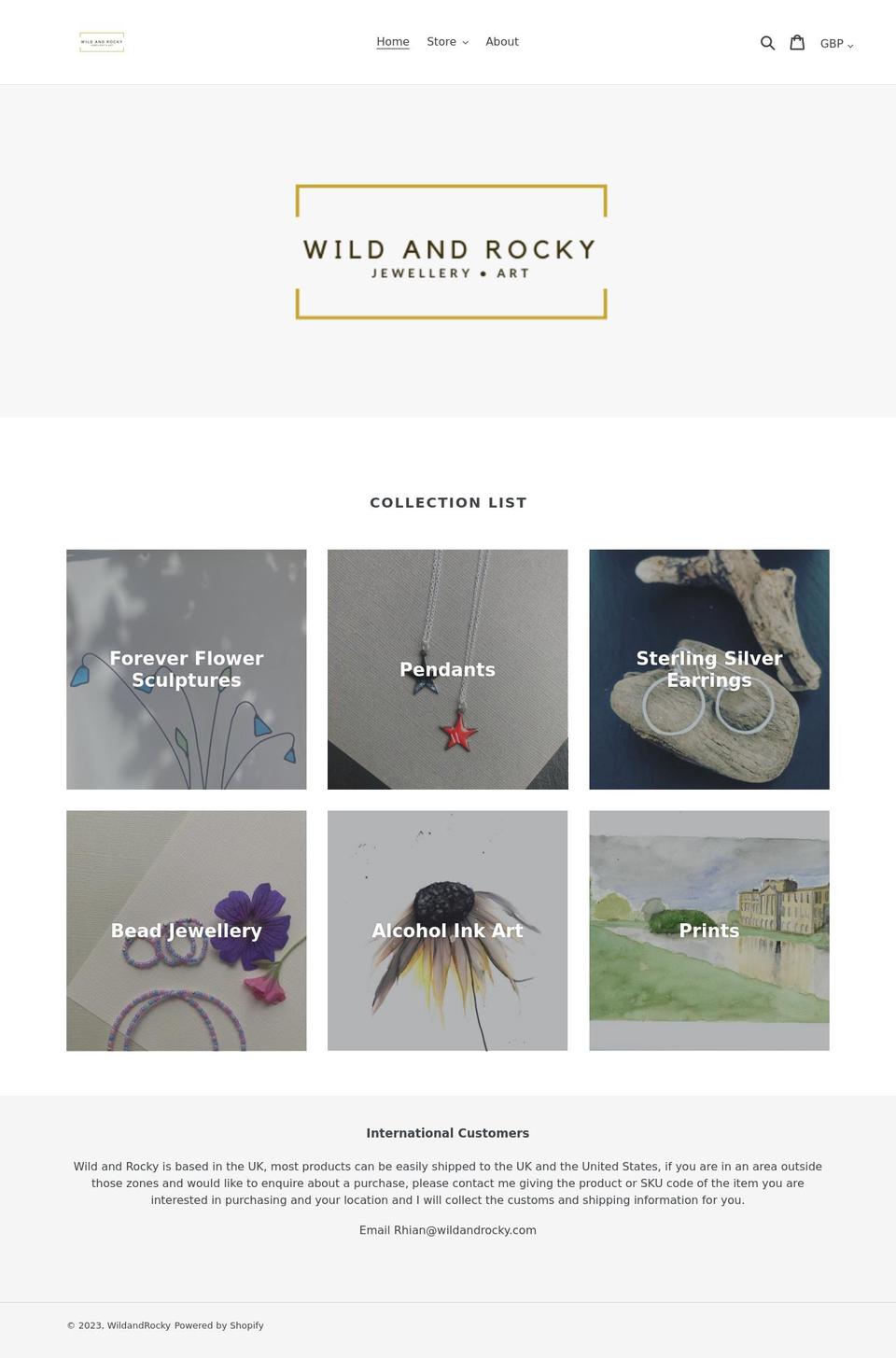 wildandrocky.com shopify website screenshot