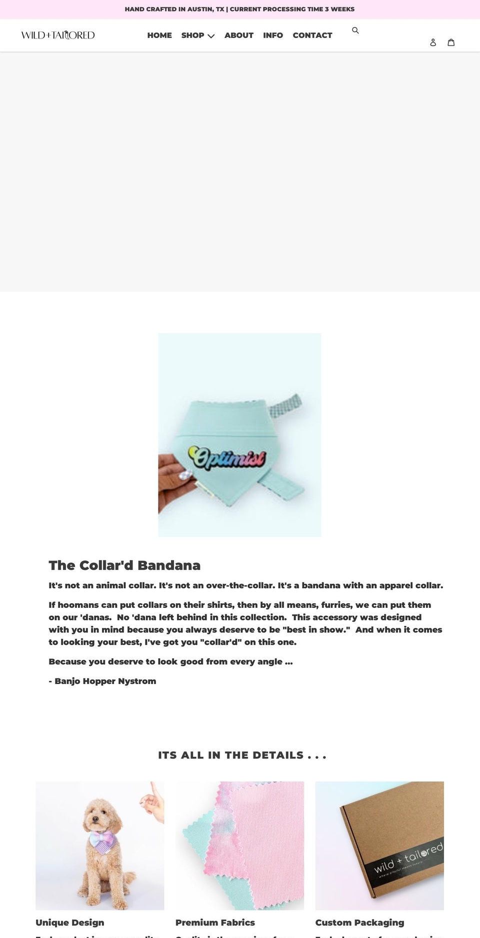 wildandtailored.com shopify website screenshot