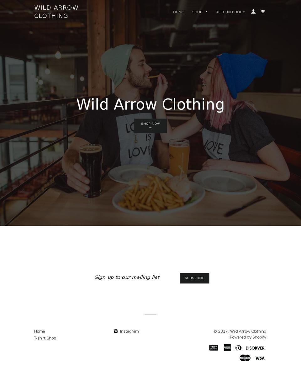 wildarrowclothing.com shopify website screenshot