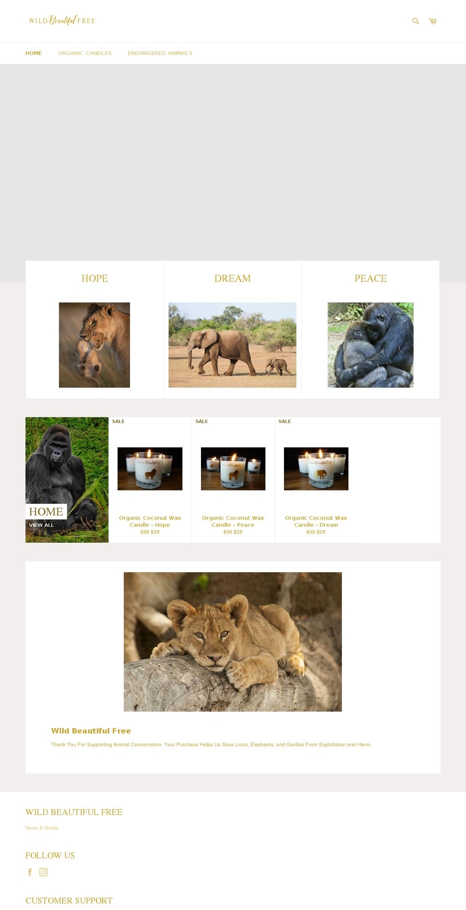 wildbeautifulfree.com shopify website screenshot