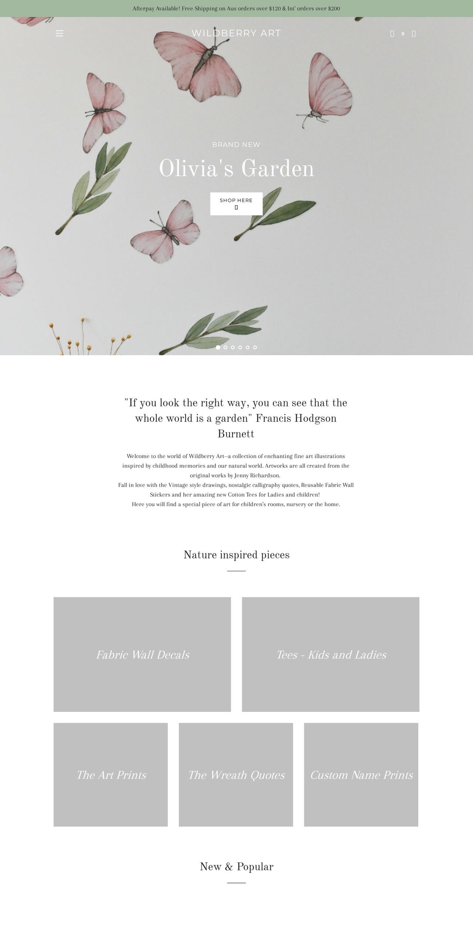 wildberryart.com.au shopify website screenshot