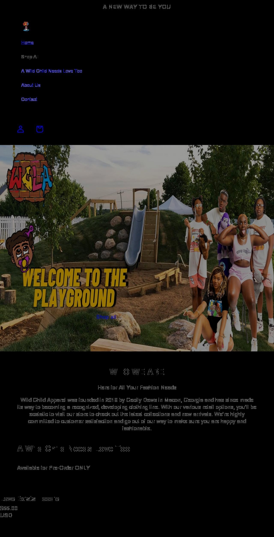 wildchildapp.com shopify website screenshot