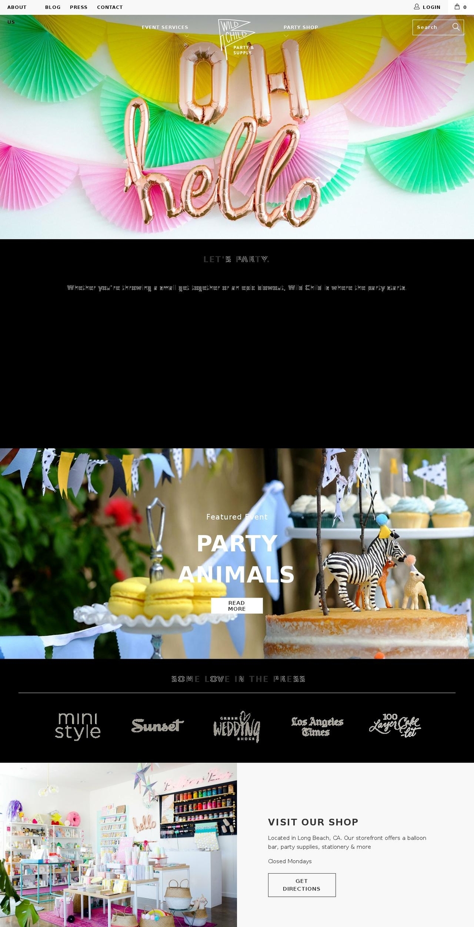 wildchildparty.com shopify website screenshot