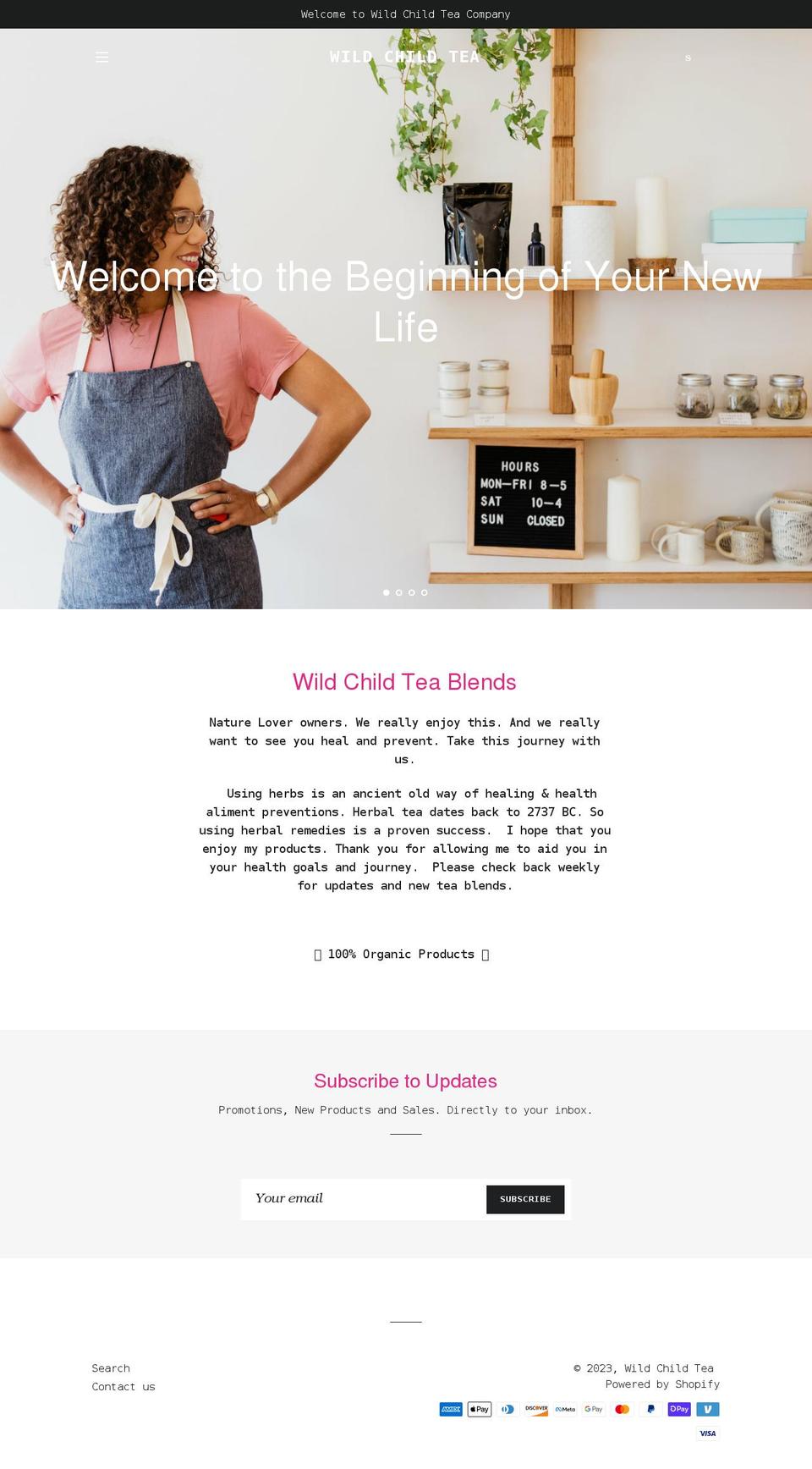 wildchildtea.com shopify website screenshot