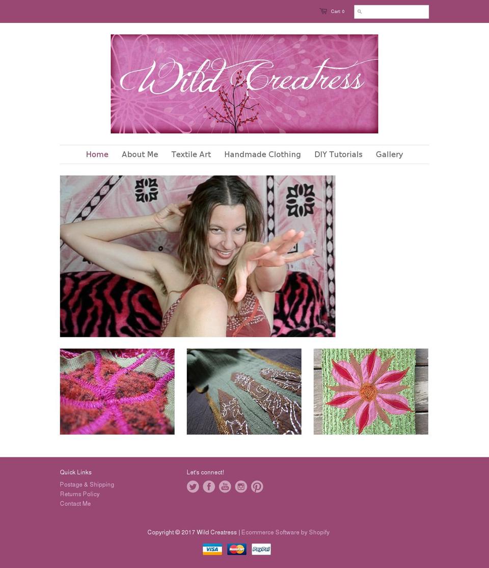 wildcreatress.com shopify website screenshot