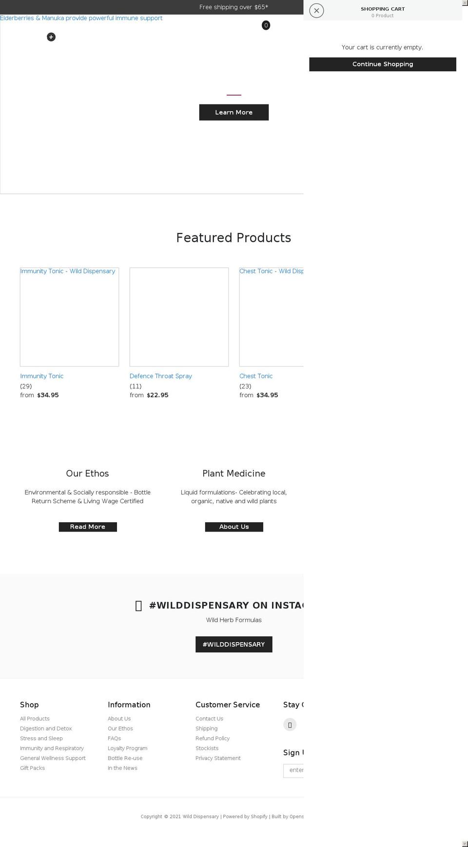 wilddispensary.co.nz shopify website screenshot