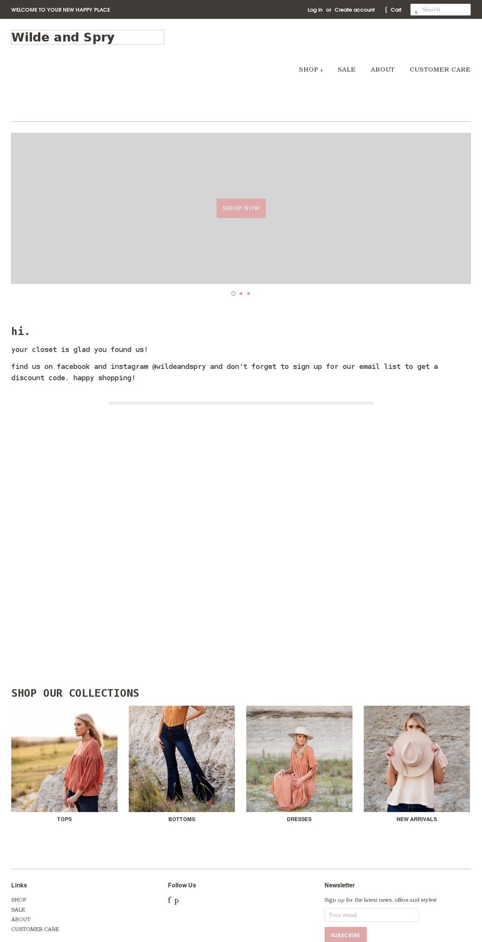 wildeandspry.com shopify website screenshot