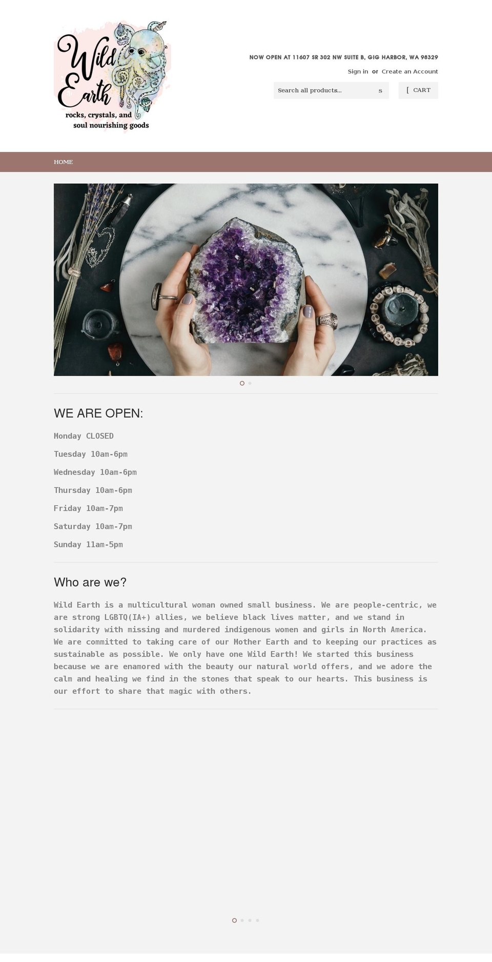 wildearthrocks.com shopify website screenshot
