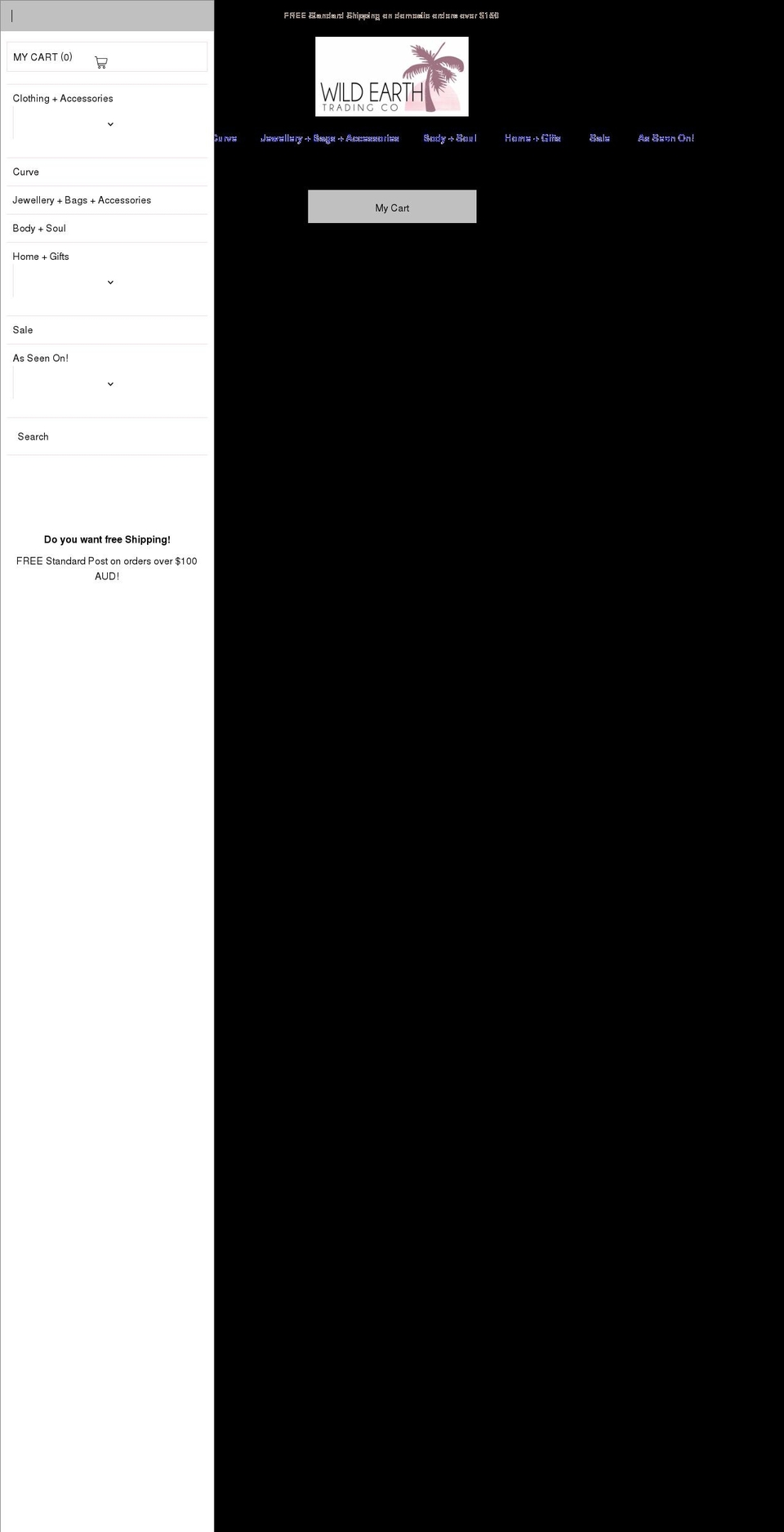 wildearthtradingco.com shopify website screenshot