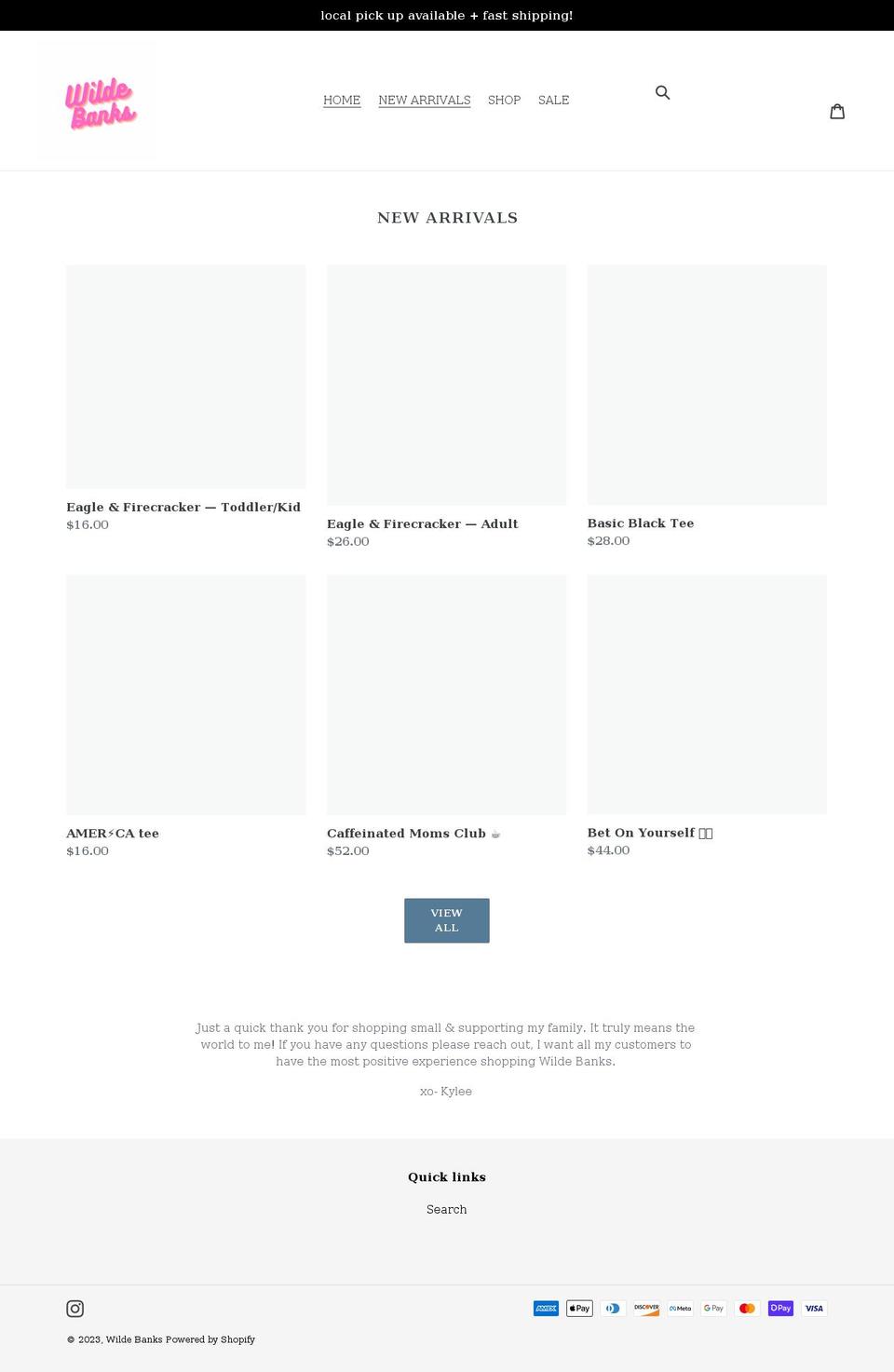 wildebanks.com shopify website screenshot