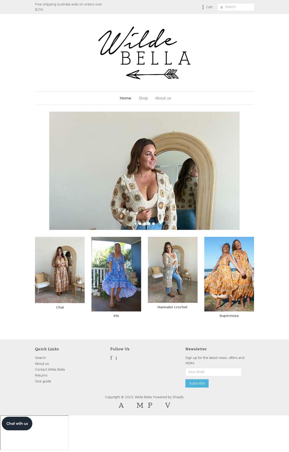 wildebella.com shopify website screenshot