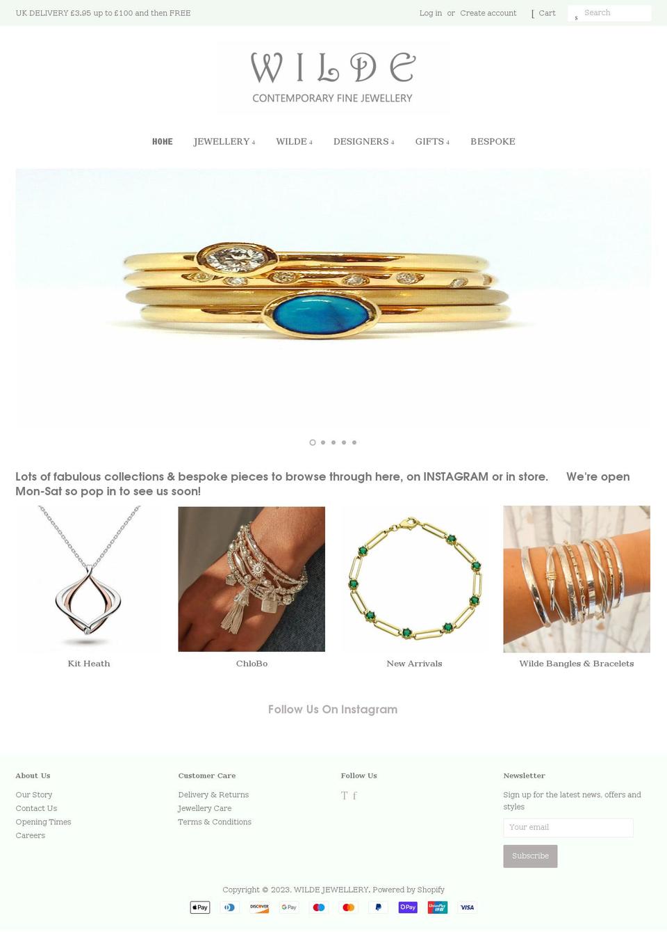 wildejewellery.com shopify website screenshot