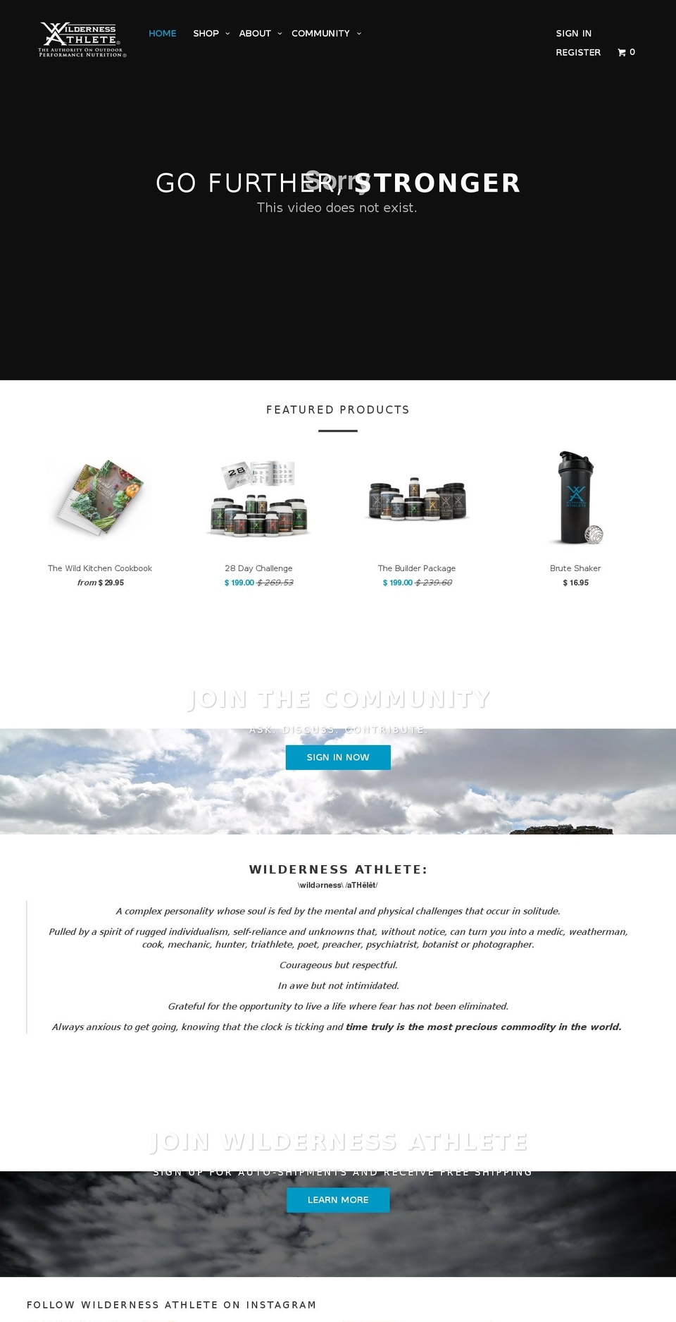 wildernessathlete.biz shopify website screenshot