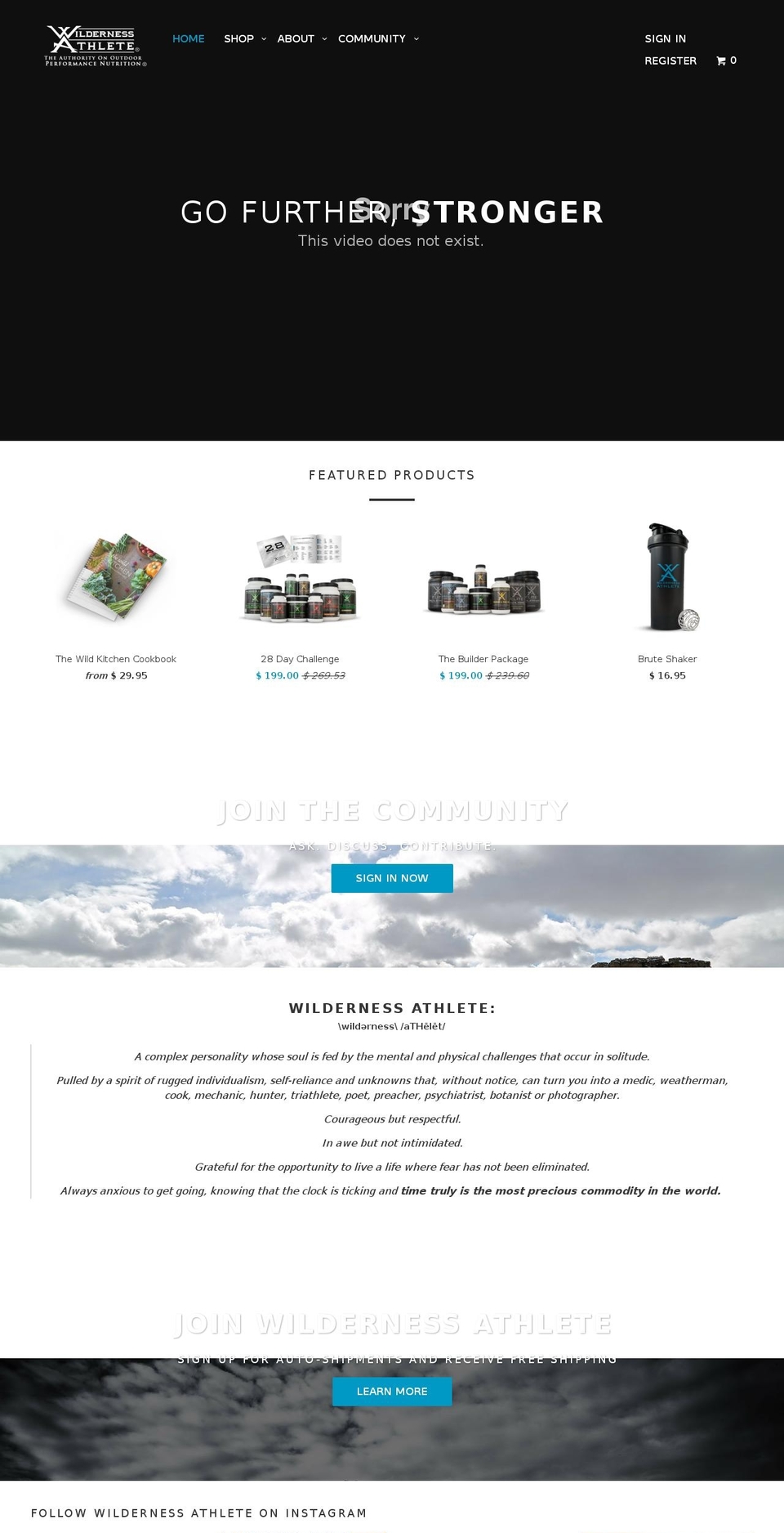 wildernessathlete.mobi shopify website screenshot