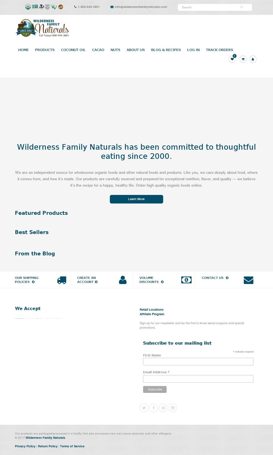 wildernessfamilynatural.net shopify website screenshot
